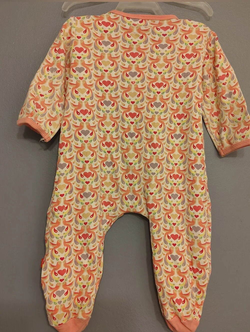 Magnetic Me footie sleeper pink birds & hearts size 6-9 months